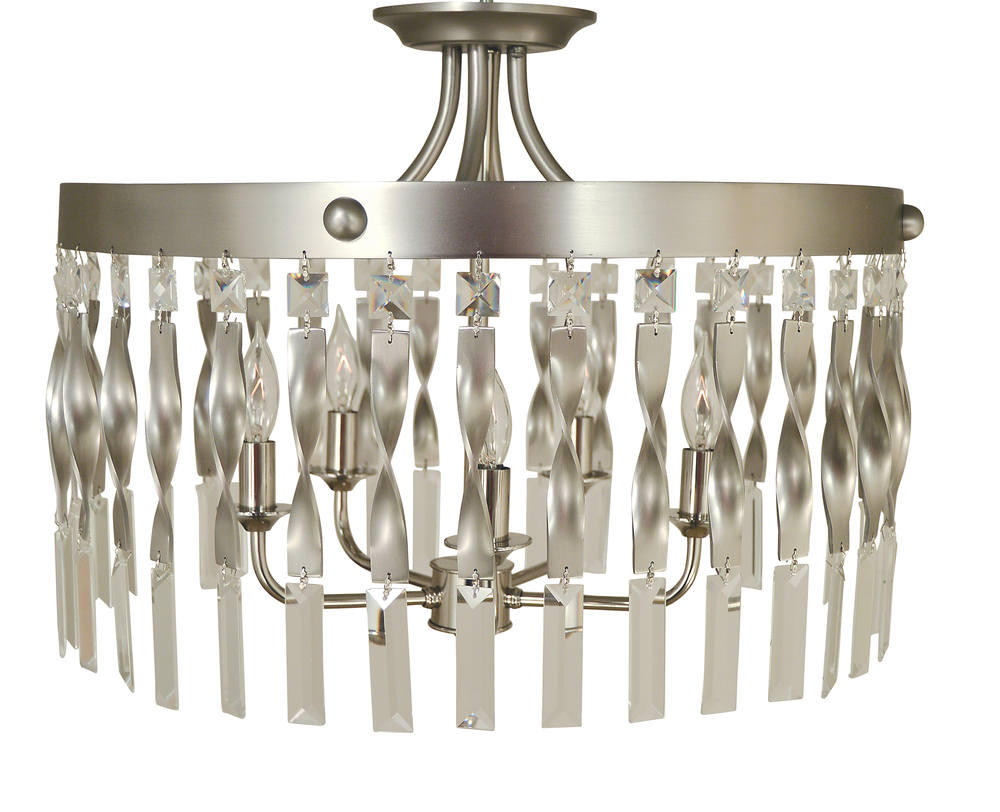 5-Light Satin Pewter/Polished Nickel Adele Semiflush