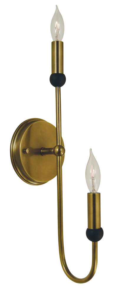 2-Light Antique Brass/Matte Black Nicole Sconce