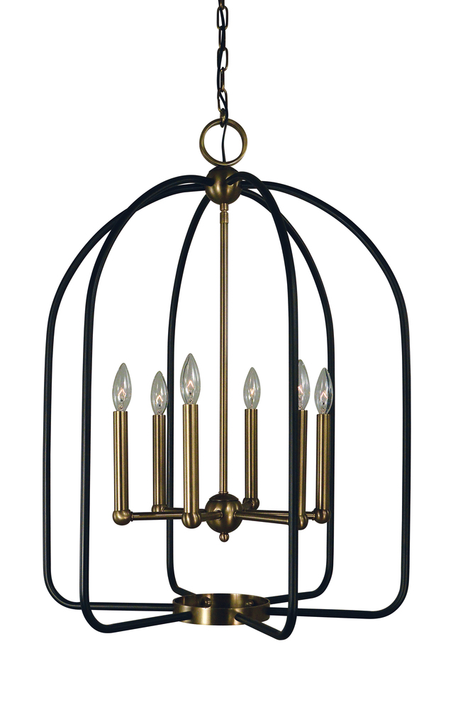 6-Light Antique Brass/Matte Black Boulevard Chandelier