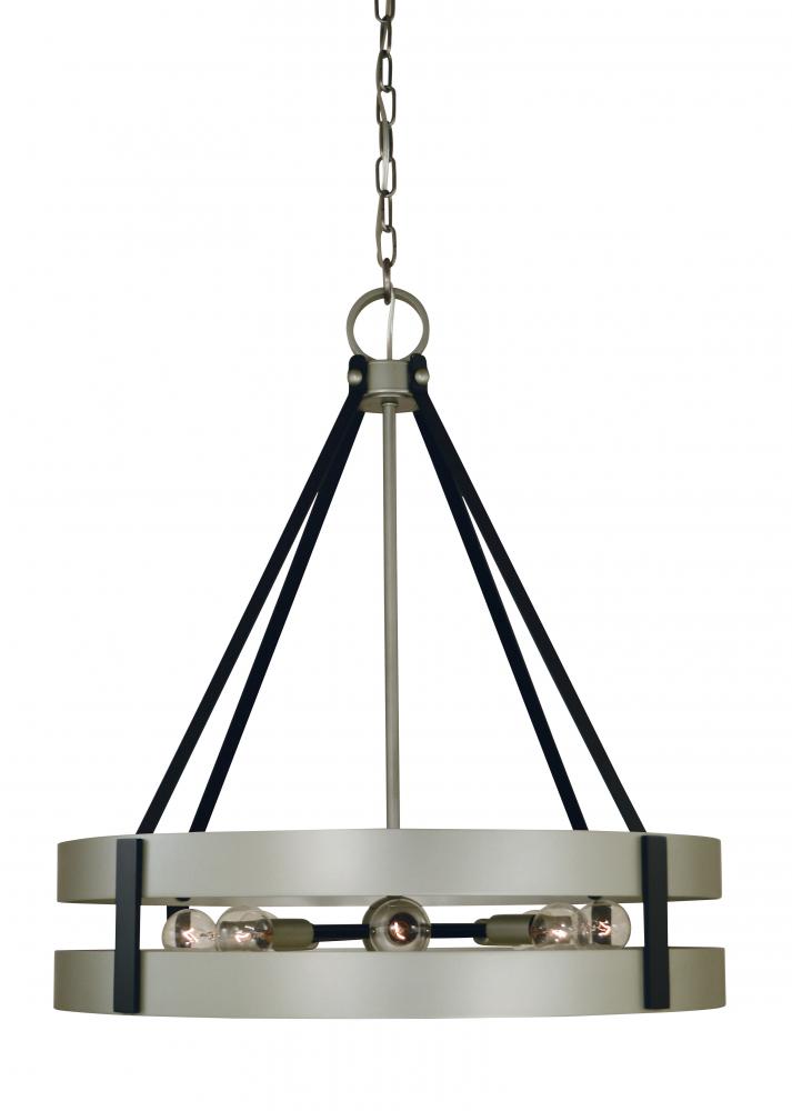 8-Light Satin Pewter/Matte Black Orion Dining Chandelier