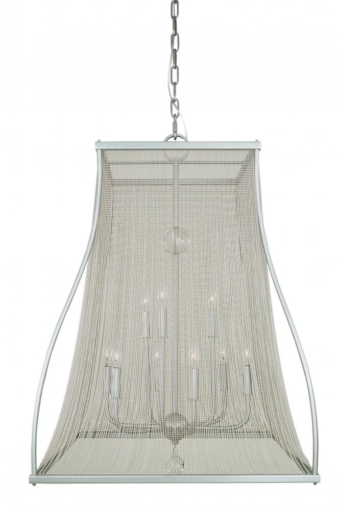 9-Light Satin Pewter/Polished Nickel Harrison Foyer Chandelier