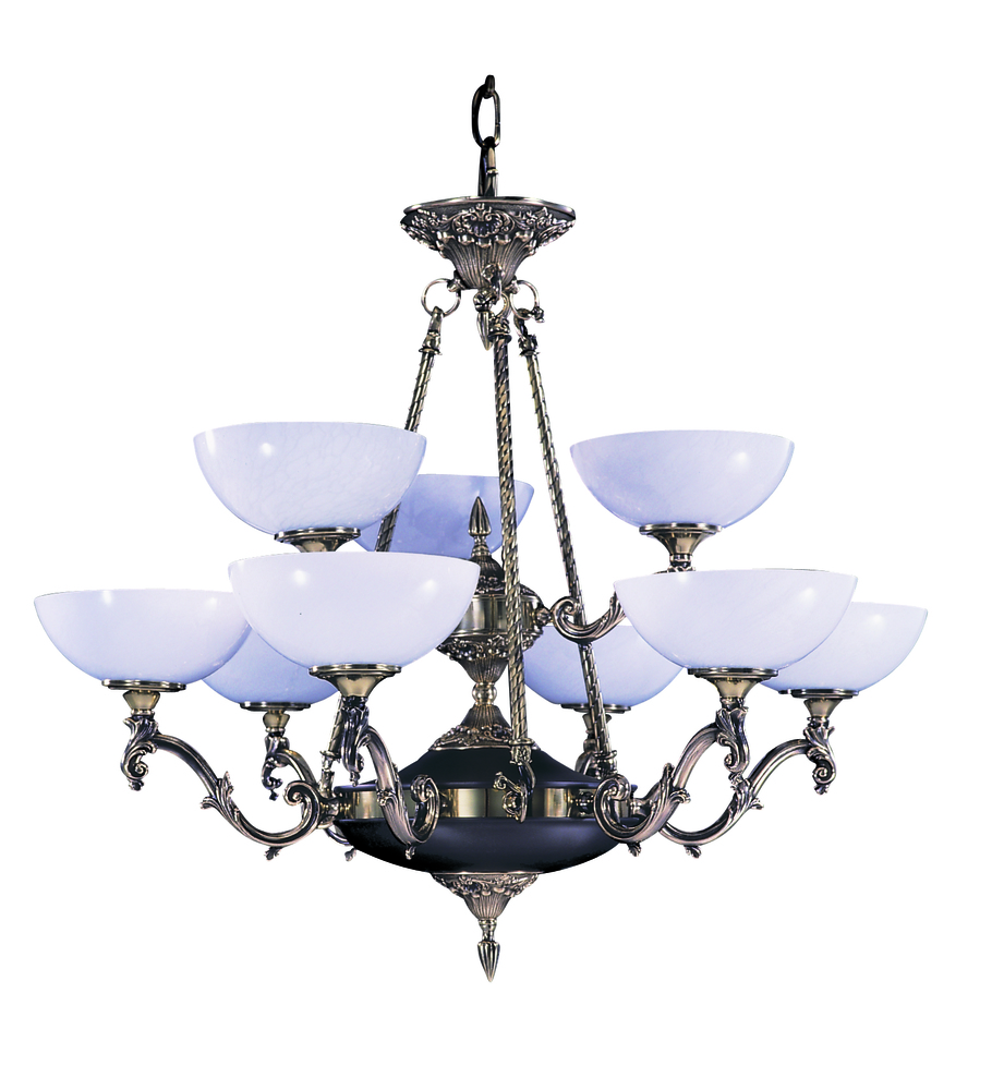 9-Light French Brass Napoleonic Dining Chandelier