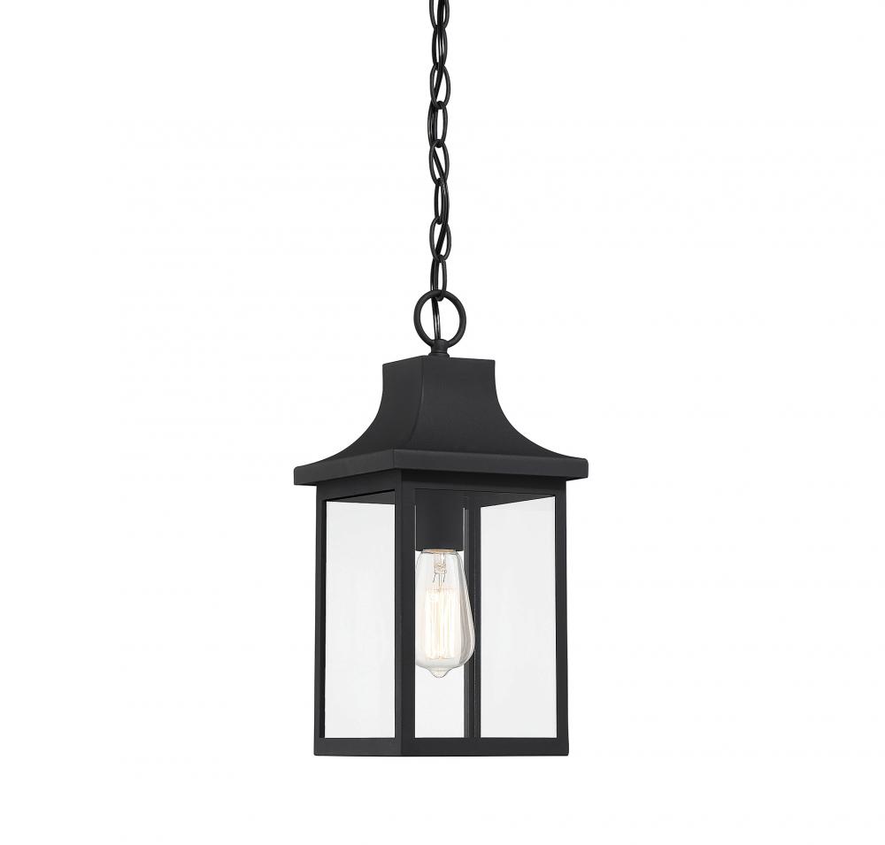 1-Light Outdoor Hanging Lantern in Black