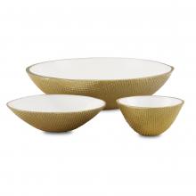 Currey 1200-0640 - Banah White & Gold Bowl Set of 3